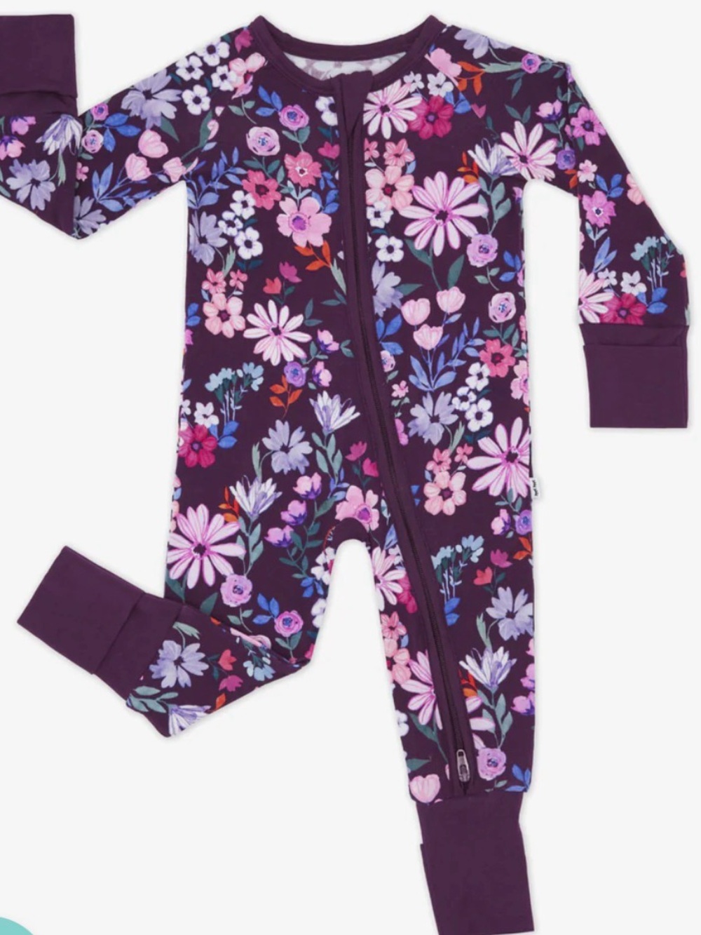 LITTLE SLEEPIES | Violet Meadow Bamboo Covertible Zip Romper